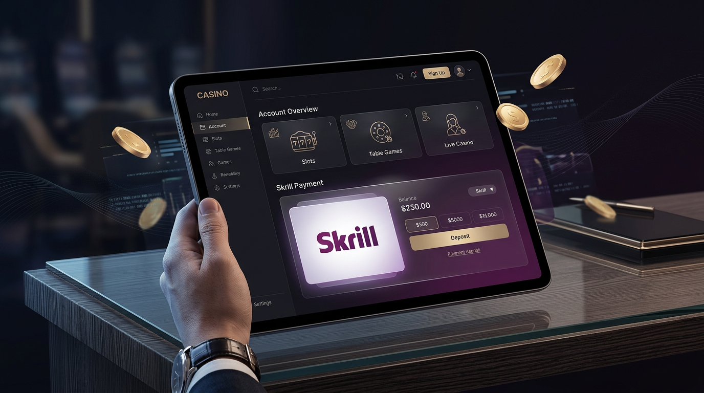 Nowoczesny interfejs płatności Skrill w kasynie online